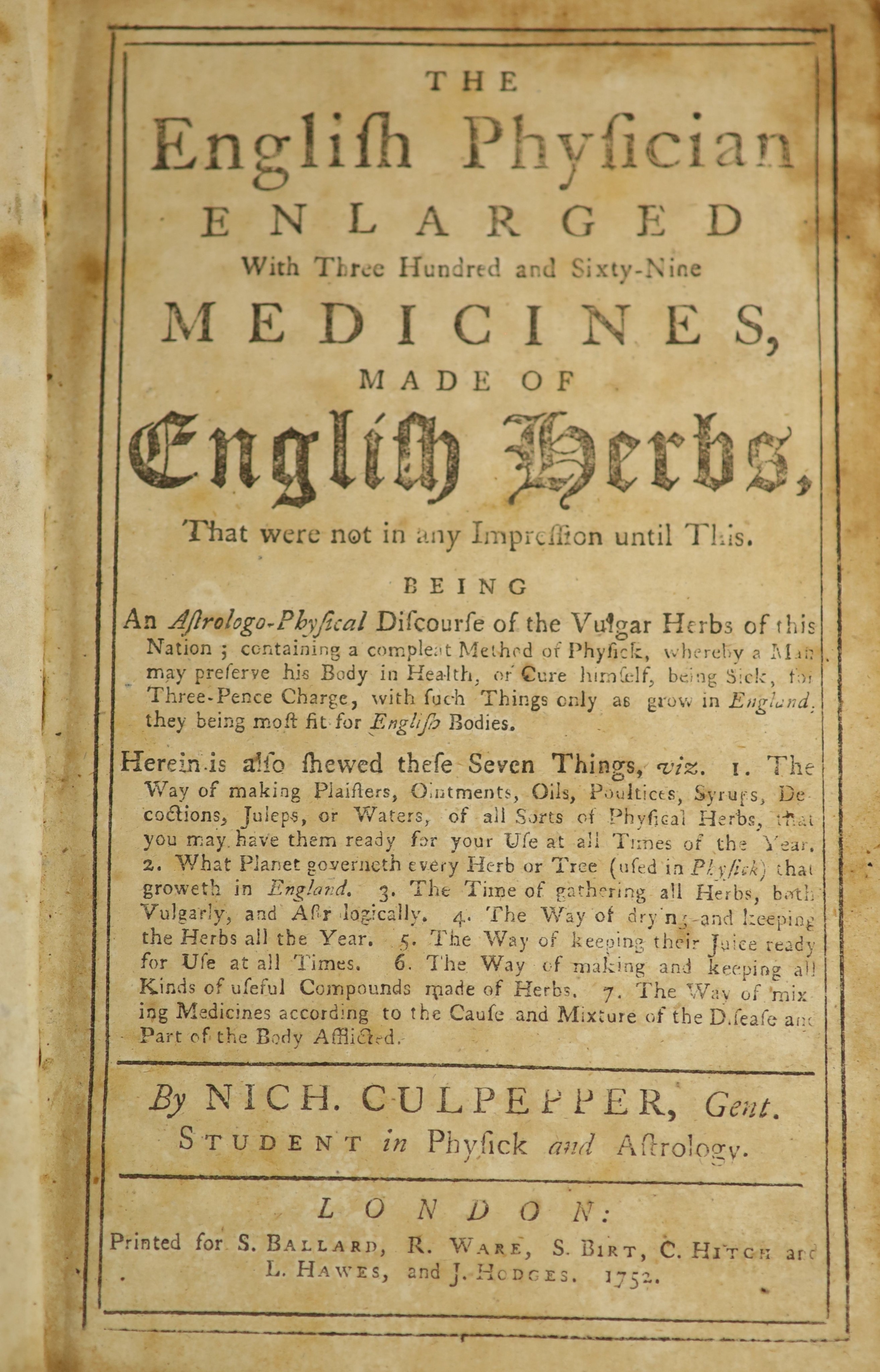 Culpeper, Nicholas - The English Physician Enlarged